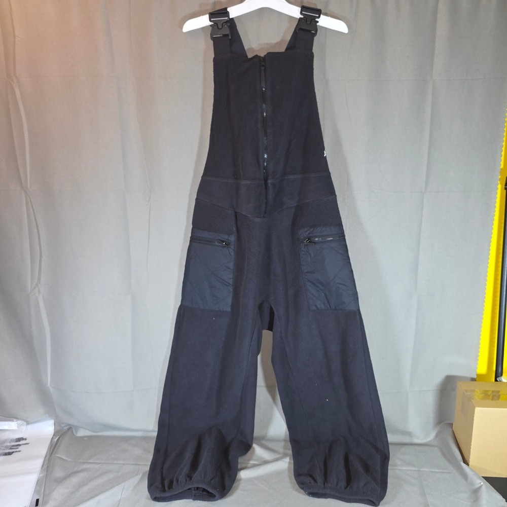 JoyLab Womens Fleece Overalls Black Onyx Zip Front Bibs Small 309 04 0744